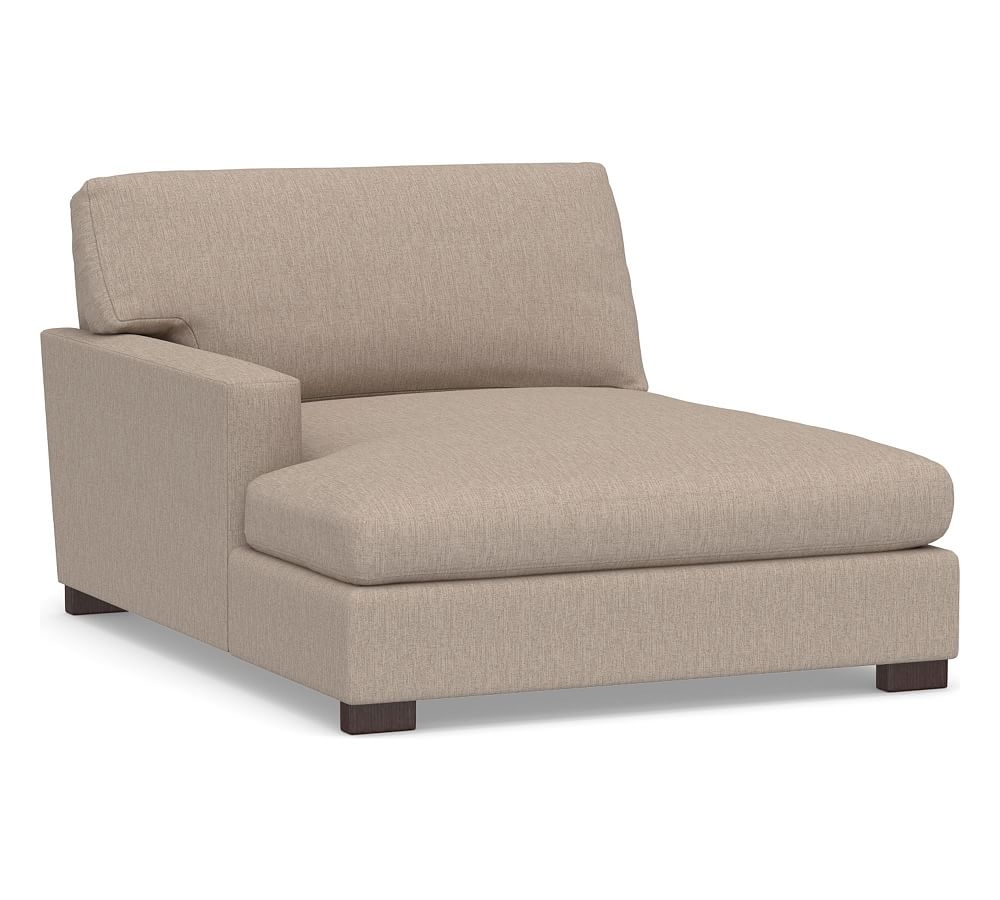 Turner Square Arm Upholstered Left-arm Double Chaise, Down Blend Wrapped Cushions, Sunbrella(R) Performance Sahara Weave Mushroom - Image 0