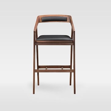 Modsern Upholstered Stool, Counter, Oak, Light Grey - Image 1