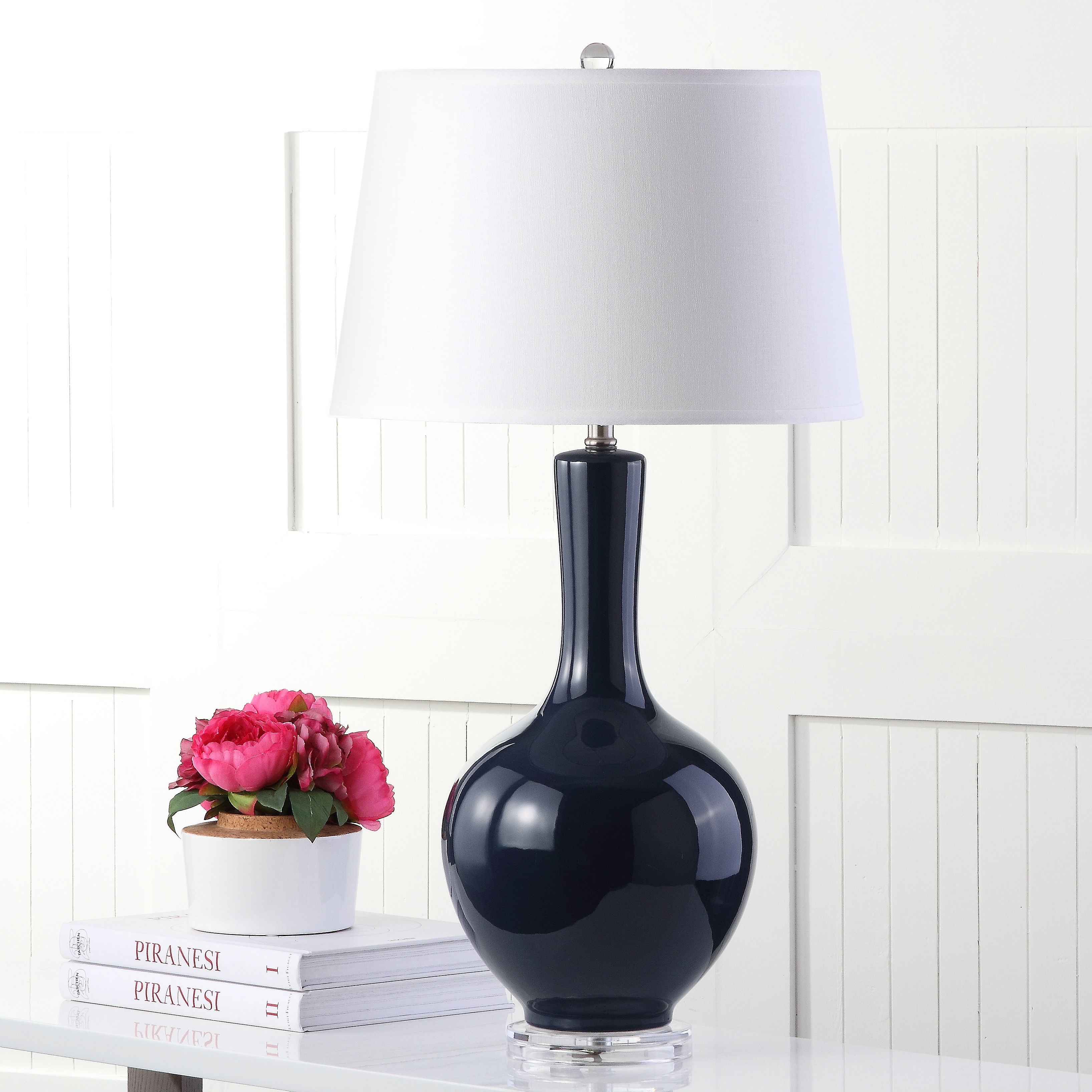 Blanche 32-Inch H Gourd Table Lamp - Navy - Safavieh - Image 4
