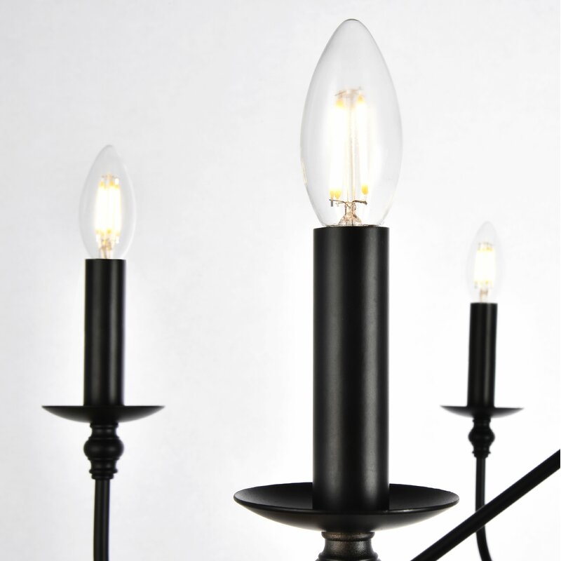 Ableton 6 - Light Candle Style Chandelier, Matte Black - Image 6