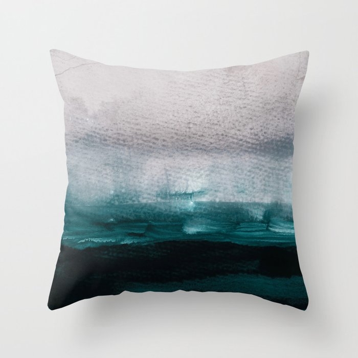 Pale Pink Over Dark Teal Throw Pillow by Iris Lehnhardt - Cover (18" x 18") With Pillow Insert - Indoor Pillow - Image 0