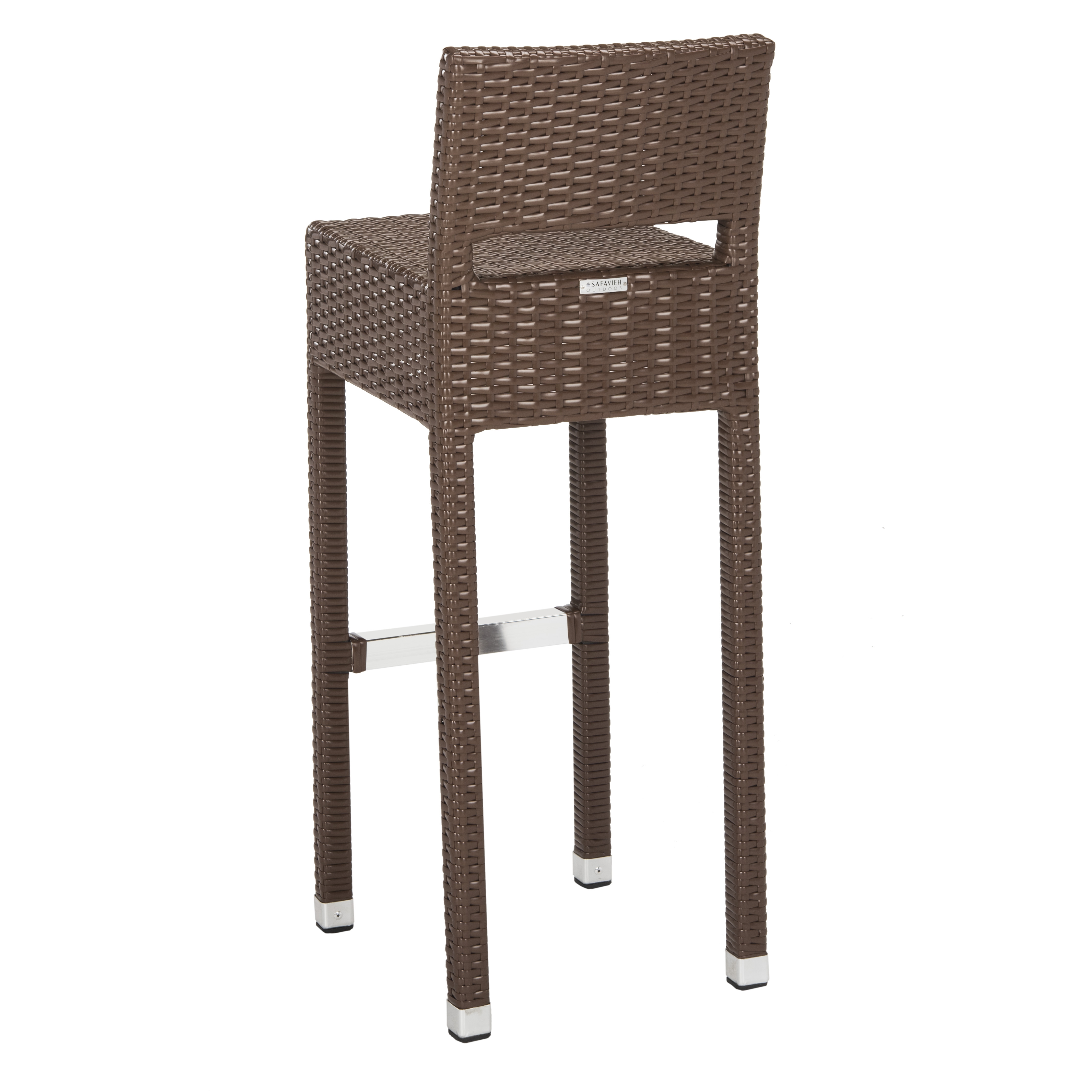 Landry Indoor-Outdoor Bar Stool - Brown - Safavieh - Image 4