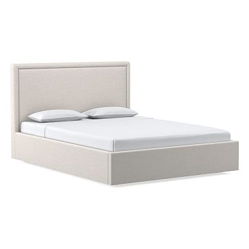 Emmett Border Tufting Low Profile Bed, Queen, PCL, White, No-Show Leg - Image 0