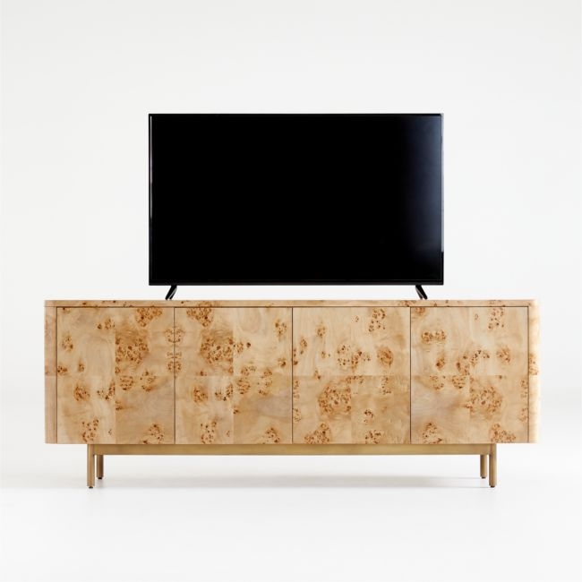 Mota 80" Natural Burl Wood Storage Media Console - Image 0