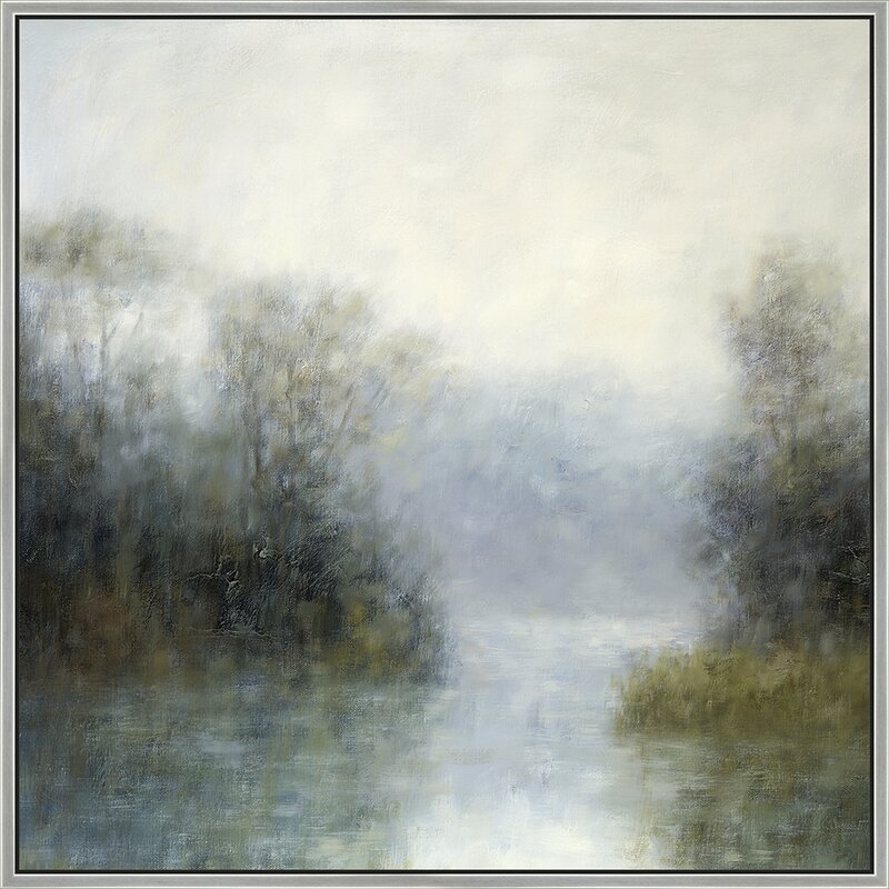 Barrington Fine Art 'Landscape in the Mist' - Floater Frame Painting Print on Canvas Frame Color: Silver - Image 0