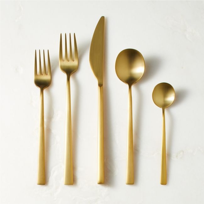 Galileo 5-Piece Brushed Gold Flatware Set - Image 0