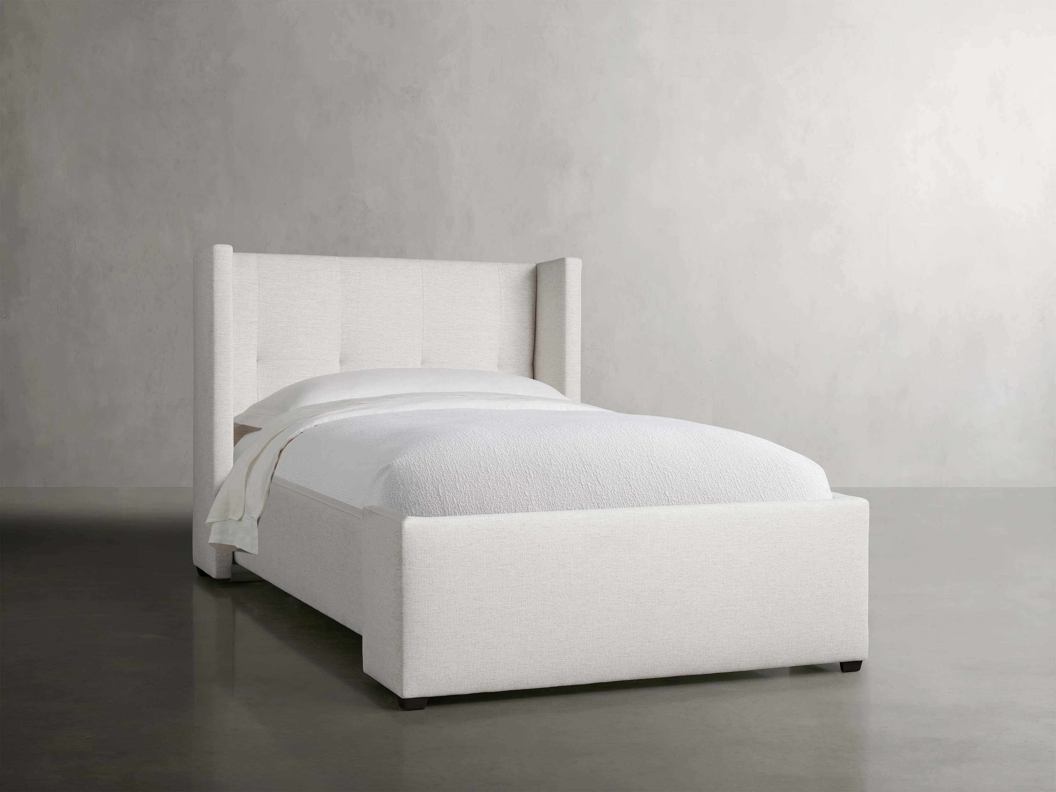 Wyller Box-Tufted Twin Bed in Upholstered  Nomad Snow/52" Low - Image 0