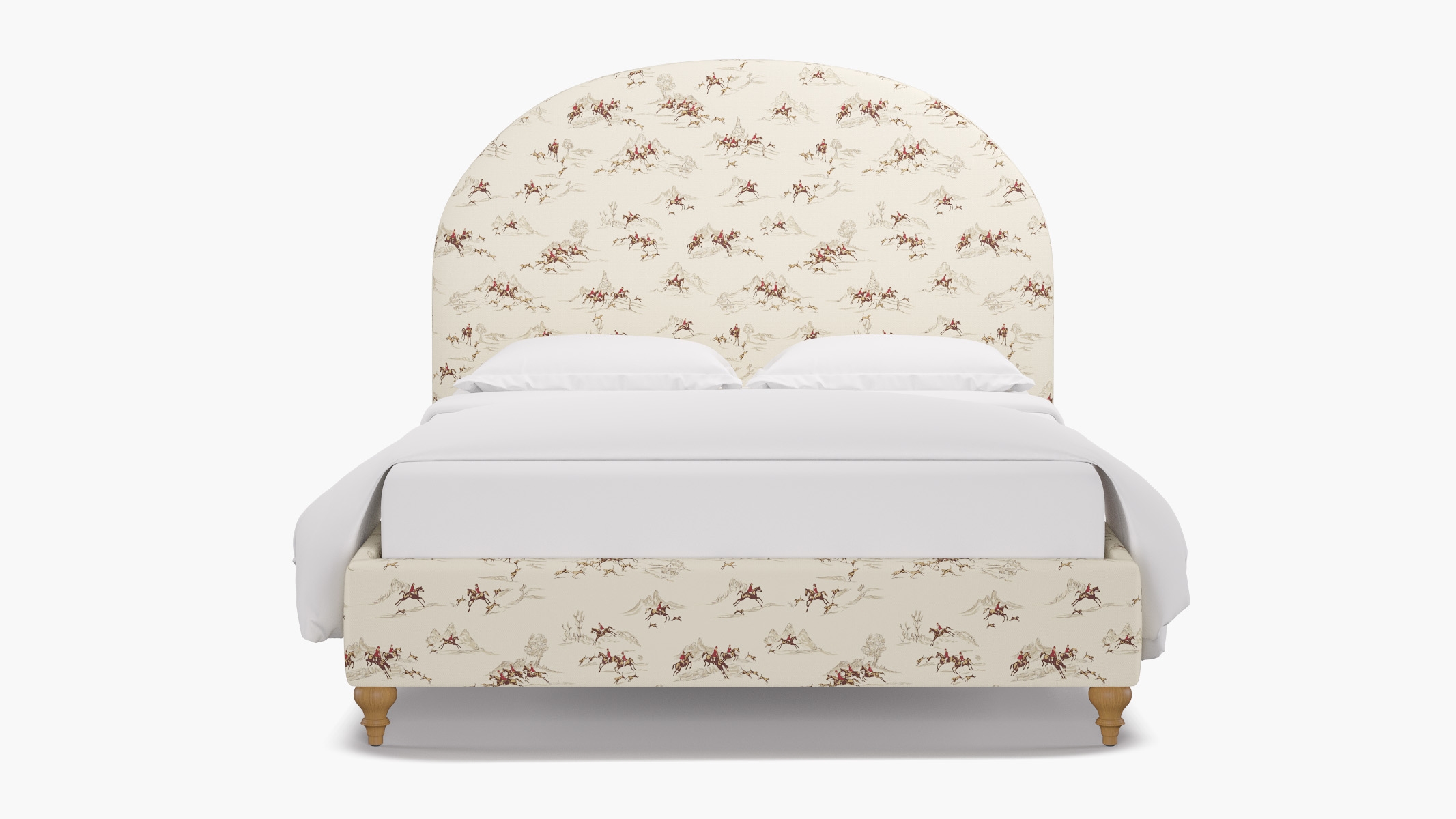 Demilune Bed, Red Cotswold Hunt, Natural Traditional Turned Leg, Queen - Image 0