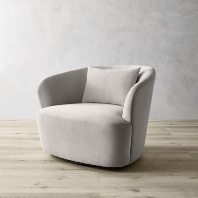 Tate Swivel Armchair, Pebbled Leather, White - Image 1