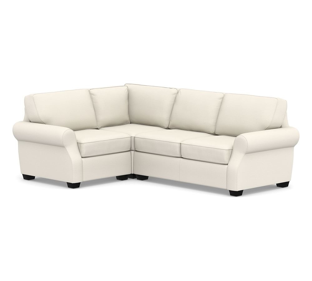 SoMa Fremont Roll Arm Upholstered Right Arm 3-Piece Corner Sectional, Polyester Wrapped Cushions, Performance Heathered Tweed Ivory - Image 0