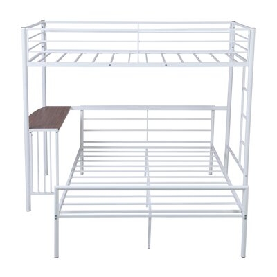 Twin Over Full Metal L-Shaped Bunk Beds With Built-In-Desk - Image 0
