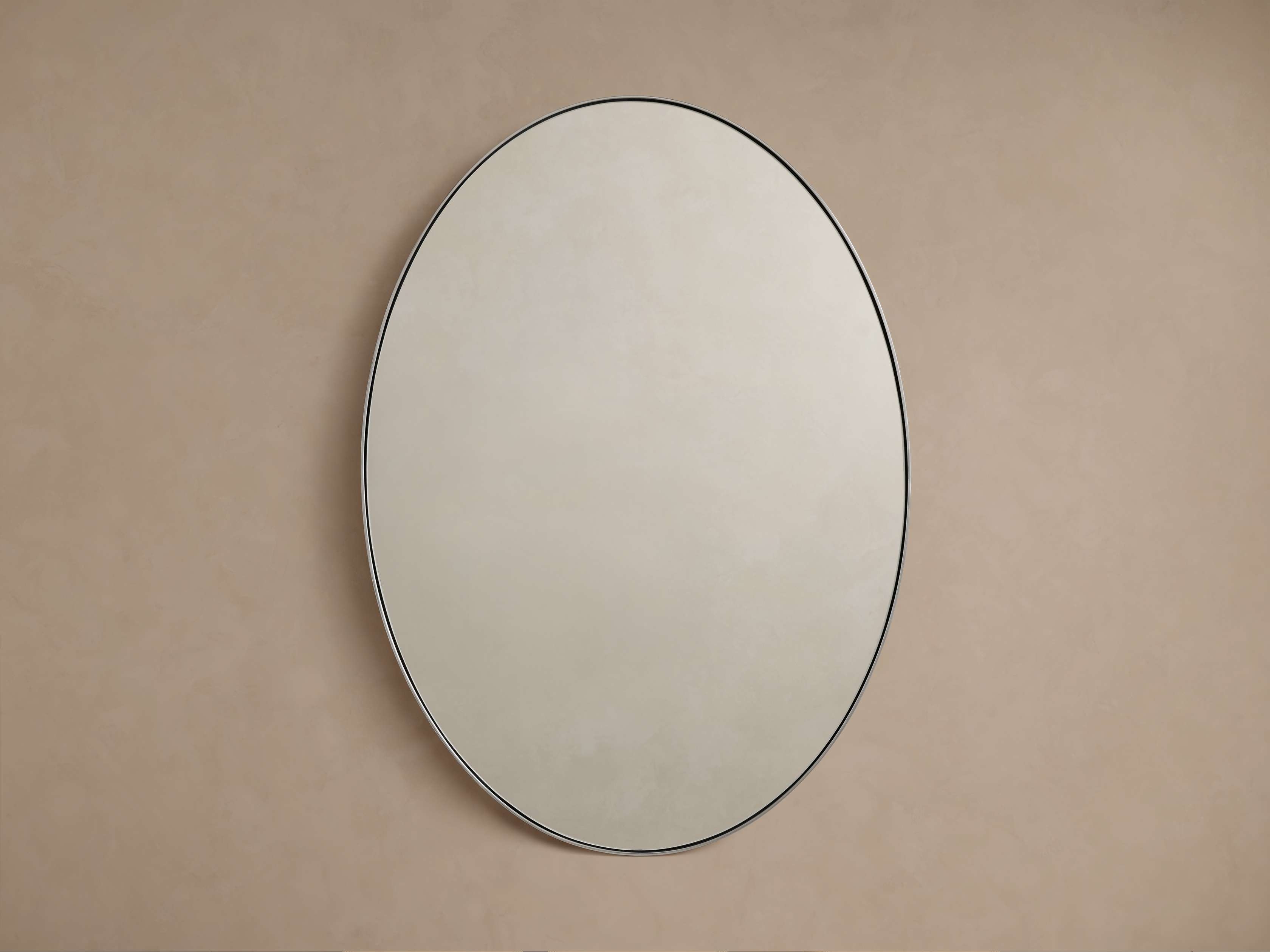 Lira Oval Bath Wall Mirror in Nickel Metal Silver - Image 0