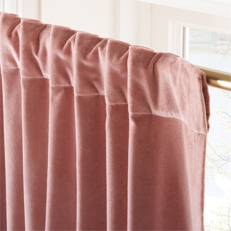 Smoked Mauve Organic Cotton Velvet Window Curtain Panel 48"x108'' - Image 3