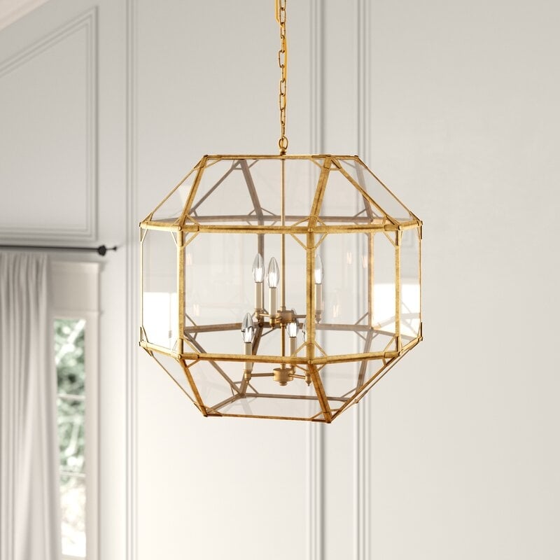 Collins 6-Light Lantern Geometric Chandelier, Golden Iron - Image 1