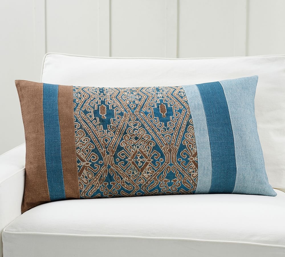 Izal Pieced Lumbar Pillow Cover, 20 x 36", Blue Multi - Image 0