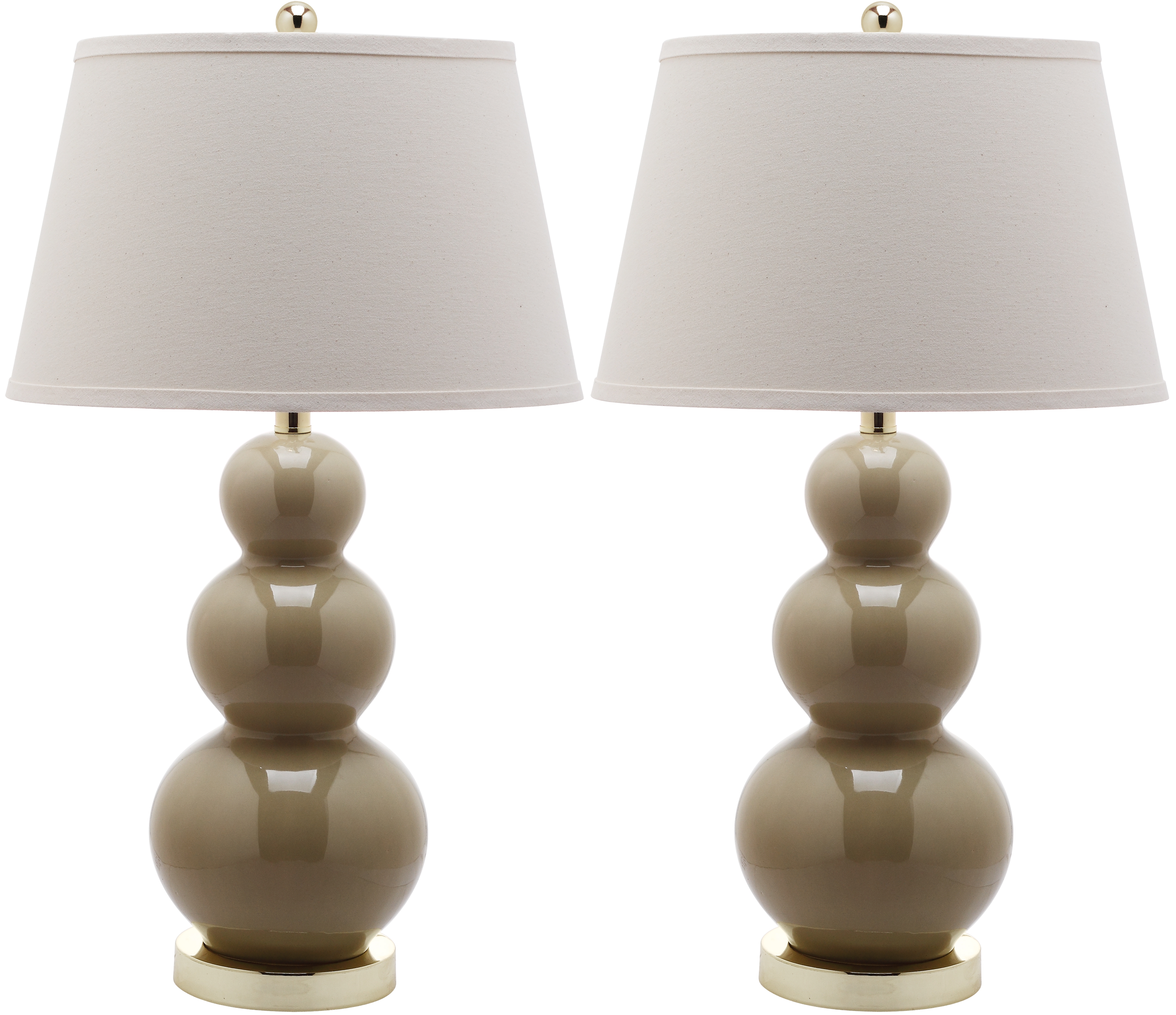 Pamela 28-Inch H Triple Gourd Ceramic Table Lamp - Taupe - Safavieh - Image 0