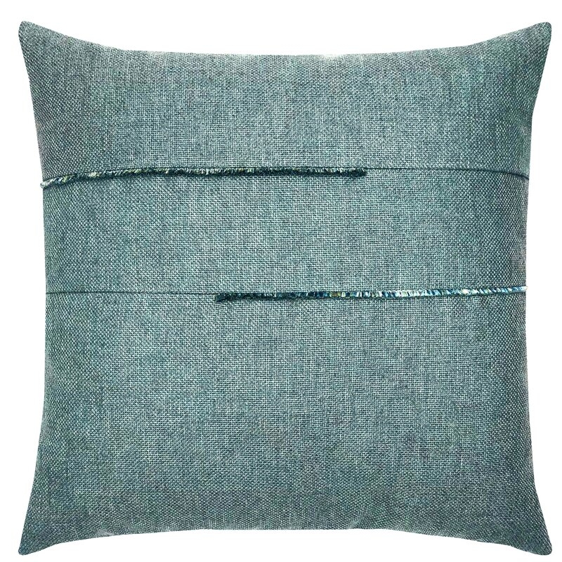 Elaine Smith Micro Fringe Seaglass Sunbrella Indoor/Outdoor Throw Pillow Color: Blue - Image 0