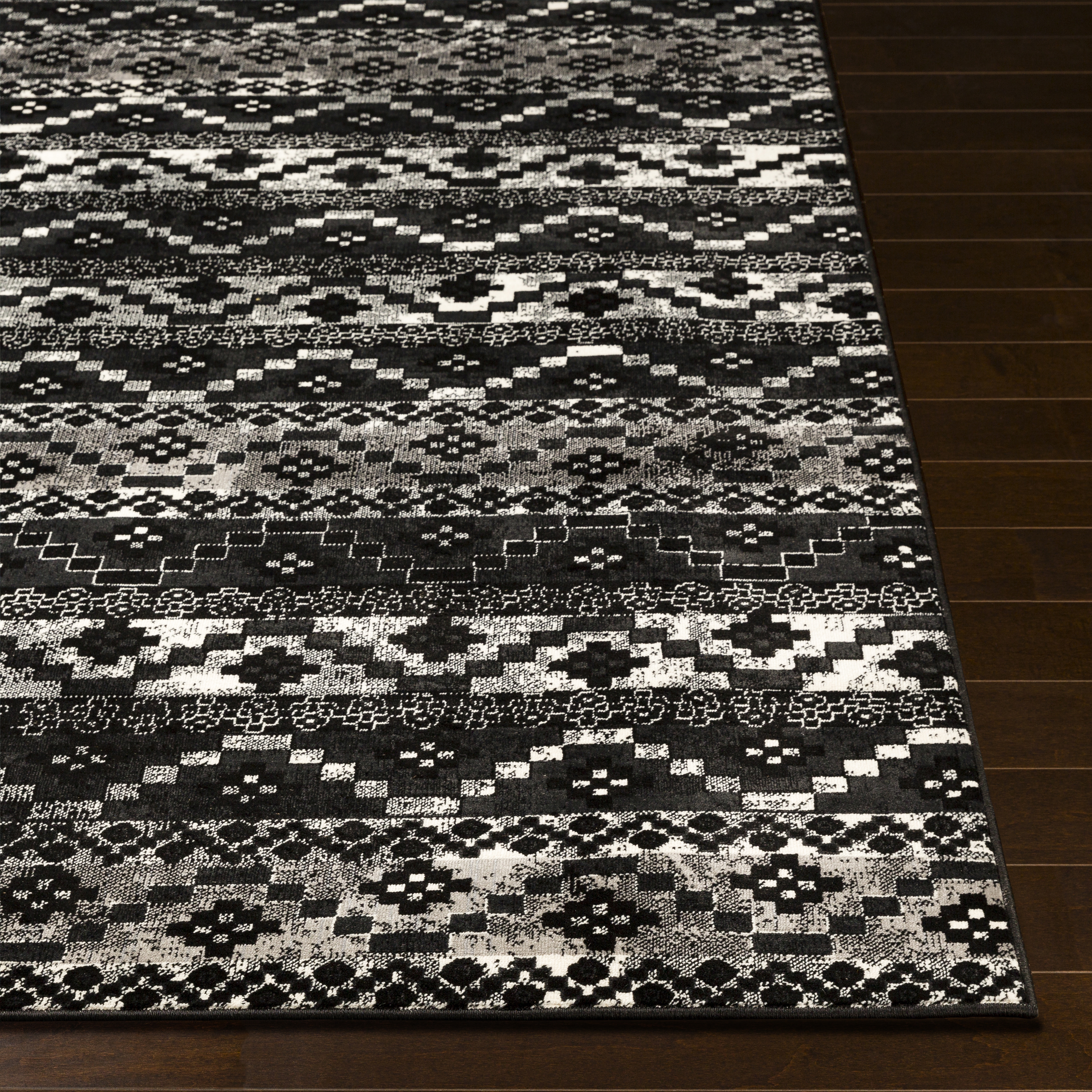 Mumbai Black Indoor 8'10" x 12'4" Machine Woven Rug - Image 2