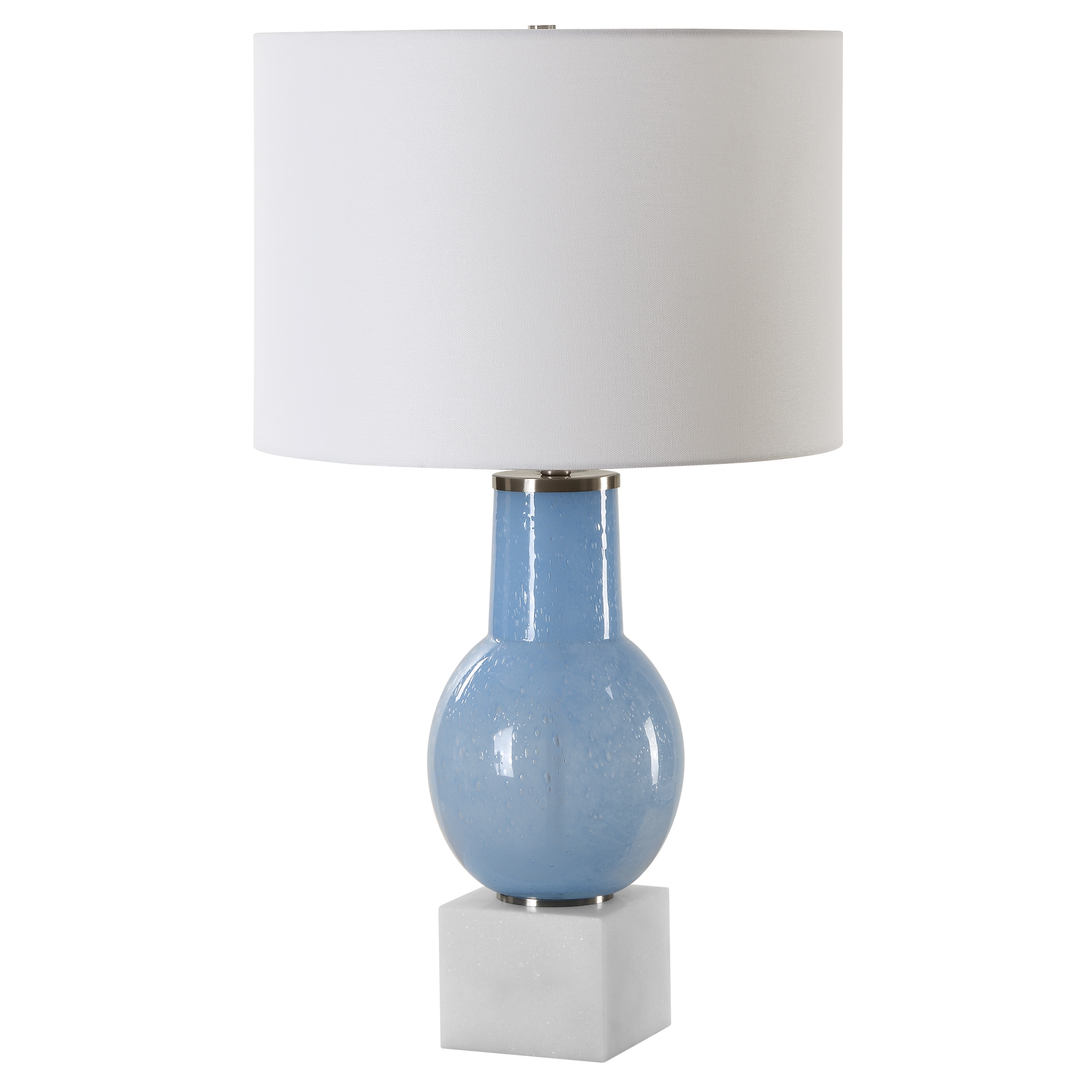 Clear Sky Blue Glass Table Lamp - Image 3