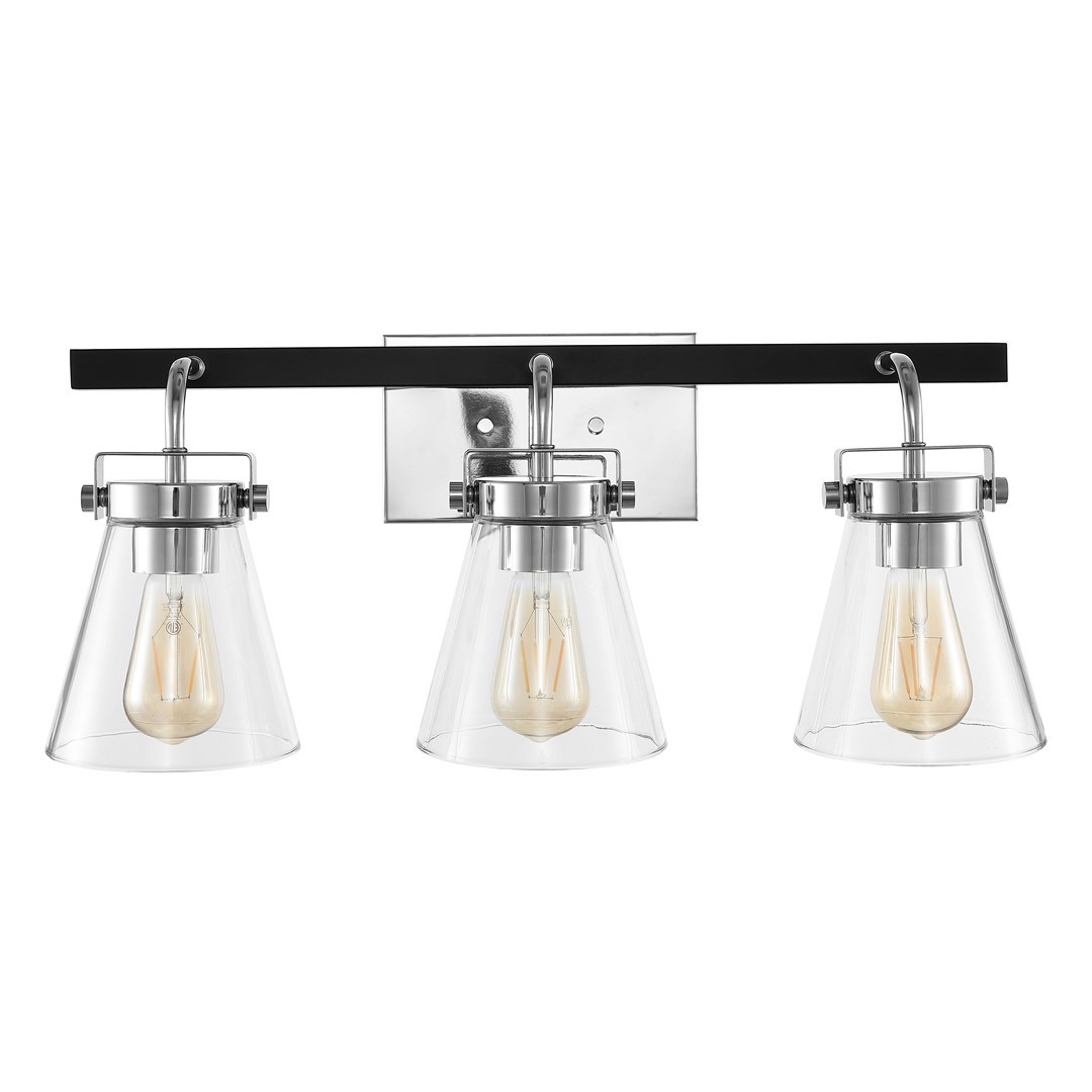 Rayney 3Lt 23" Wall Sconce - Chrome / Black - Safavieh - Image 0