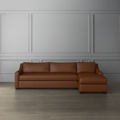 Ghent Slope Arm, Right 2-Piece L-Shape Sofa with Chaise, Down Cushion, Perennials Performance Basketweave, Indigo, Ebony Leg - Image 5