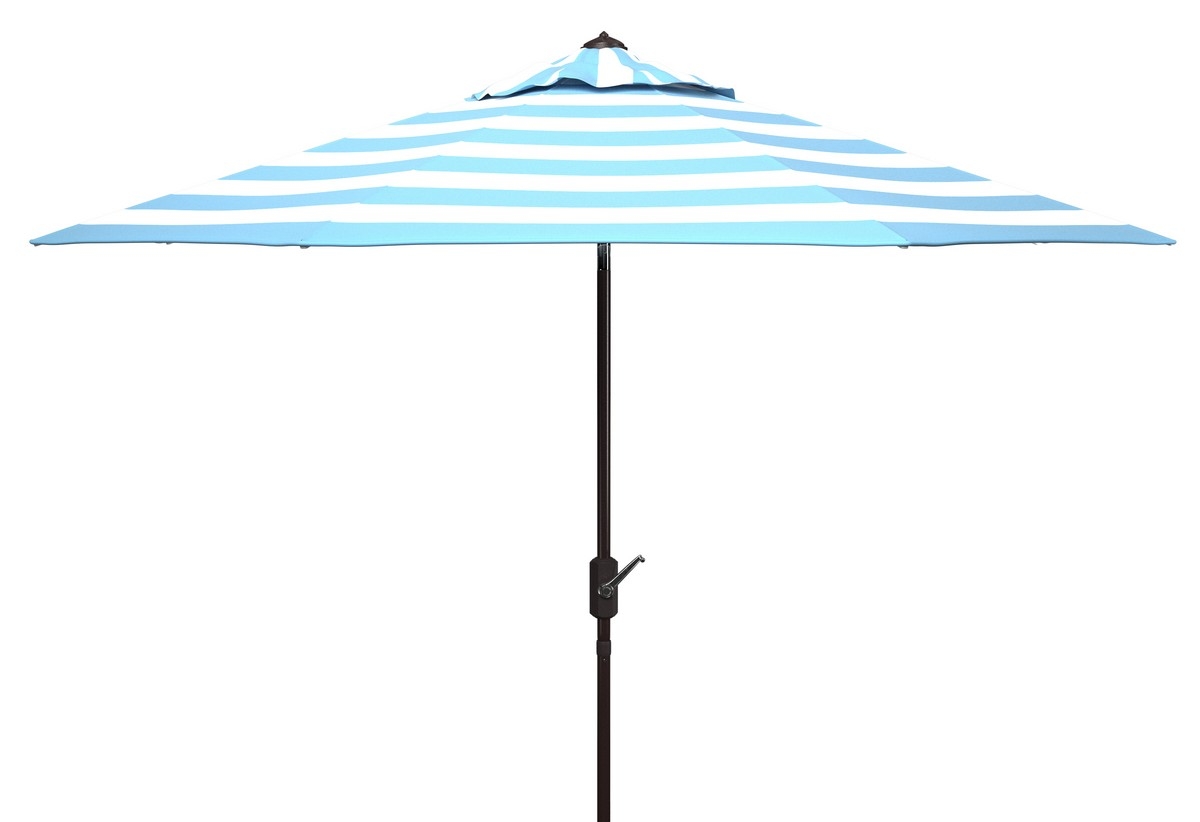 Iris Fashion Line 9Ft Umbrella - Baby Blue/White - Safavieh - Image 0