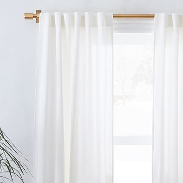Linen Cotton Pole Pocket Curtain + Blackout Panel, White, 48"x84" - Image 3