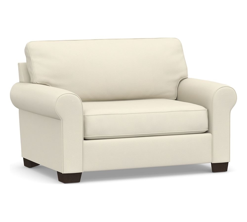 Buchanan Roll Arm Upholstered Twin Sleeper Sofa, Polyester Wrapped Cushions, Park Weave Ivory - Image 0