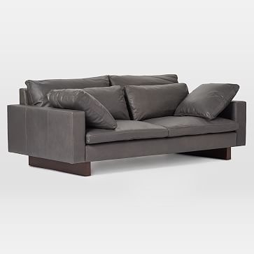 Harmony 82" Multi-Seat Sofa, Standard Depth, Vegan Leather, Saddle, Dark Walnut - Image 1