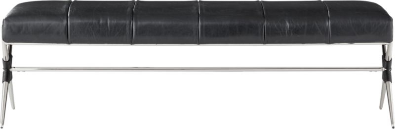Ellis Leather Xbase Channel Tufted Bench - Image 1