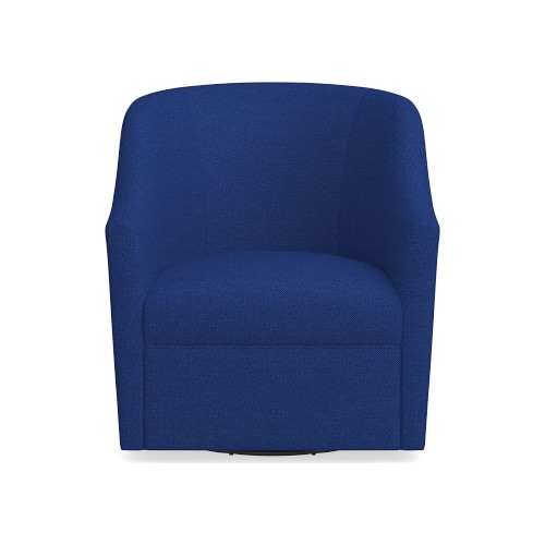 Porter Swivel Armchair, Standard Cushion, Perennials Performance Basketweave, Denim, - Image 0