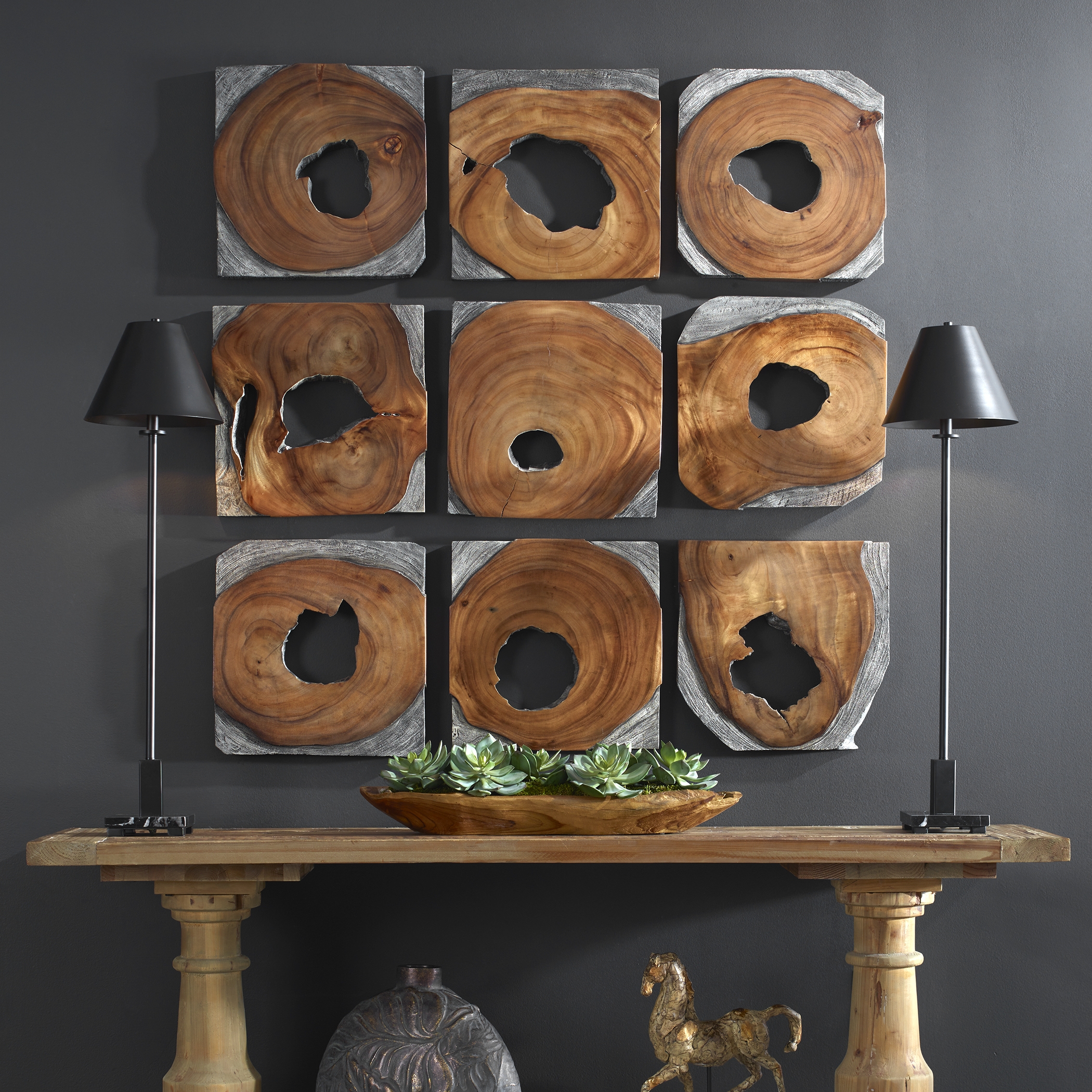 Jungle Wood Paneled Wall Art Set/9 - Image 2