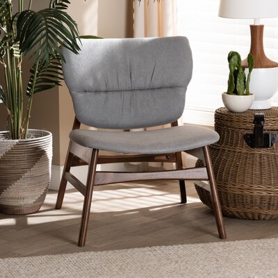 Ulen Mid-Century Modern Transitional Grey Fabric Upholstered And Walnut Brown Finished Wood Accent Chair - Image 0