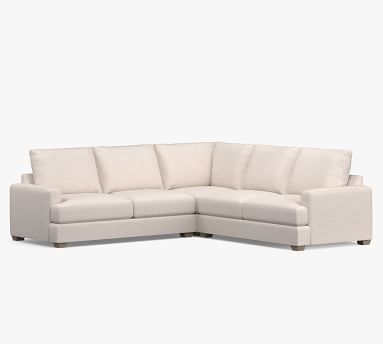 Canyon Square Arm Upholstered 3-Piece L-Shaped Corner SCT, Down Blend Wrapped Cushions, Performance Heathered Basketweave Alabaster White - Image 2