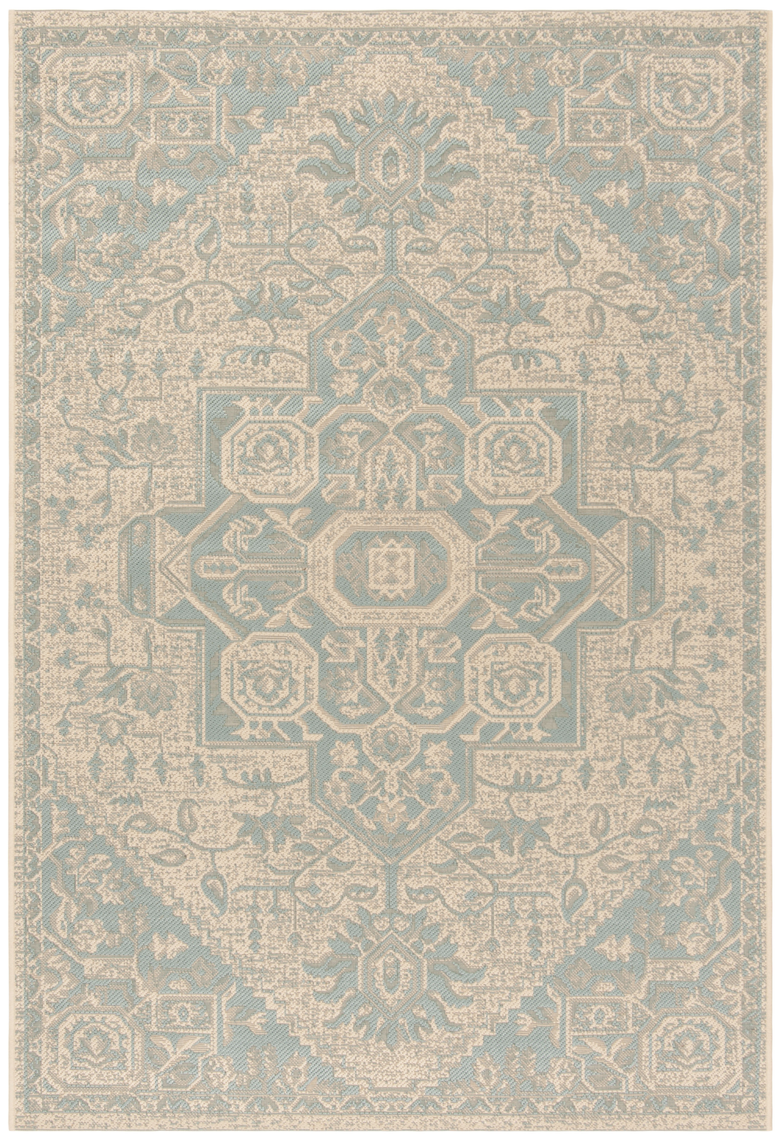Arlo Home Indoor/Outdoor Woven Area Rug, LND138K, Aqua/Cream,  5' 1" X 7' 6" - Image 0