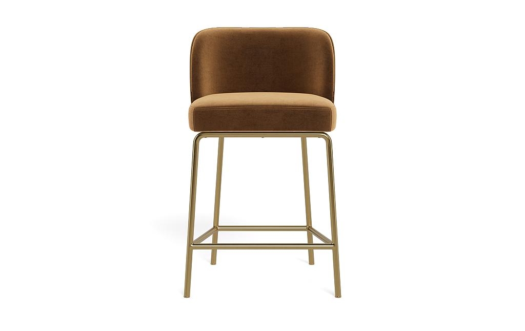 Graham Metal Framed Upholstered Counter Stool with Contrast Piping - Image 0