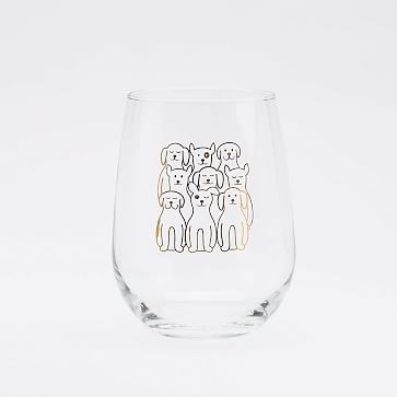 Dog Stemless Wine Glass Gold - Image 2
