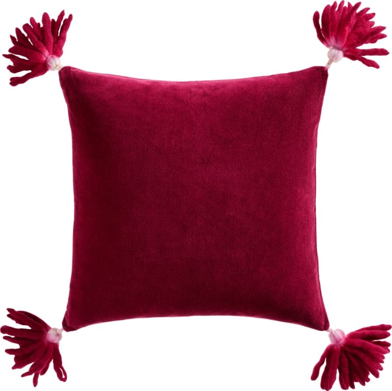 16" Bia Tassel Berry Pillow with Feather-Down Insert - Image 2