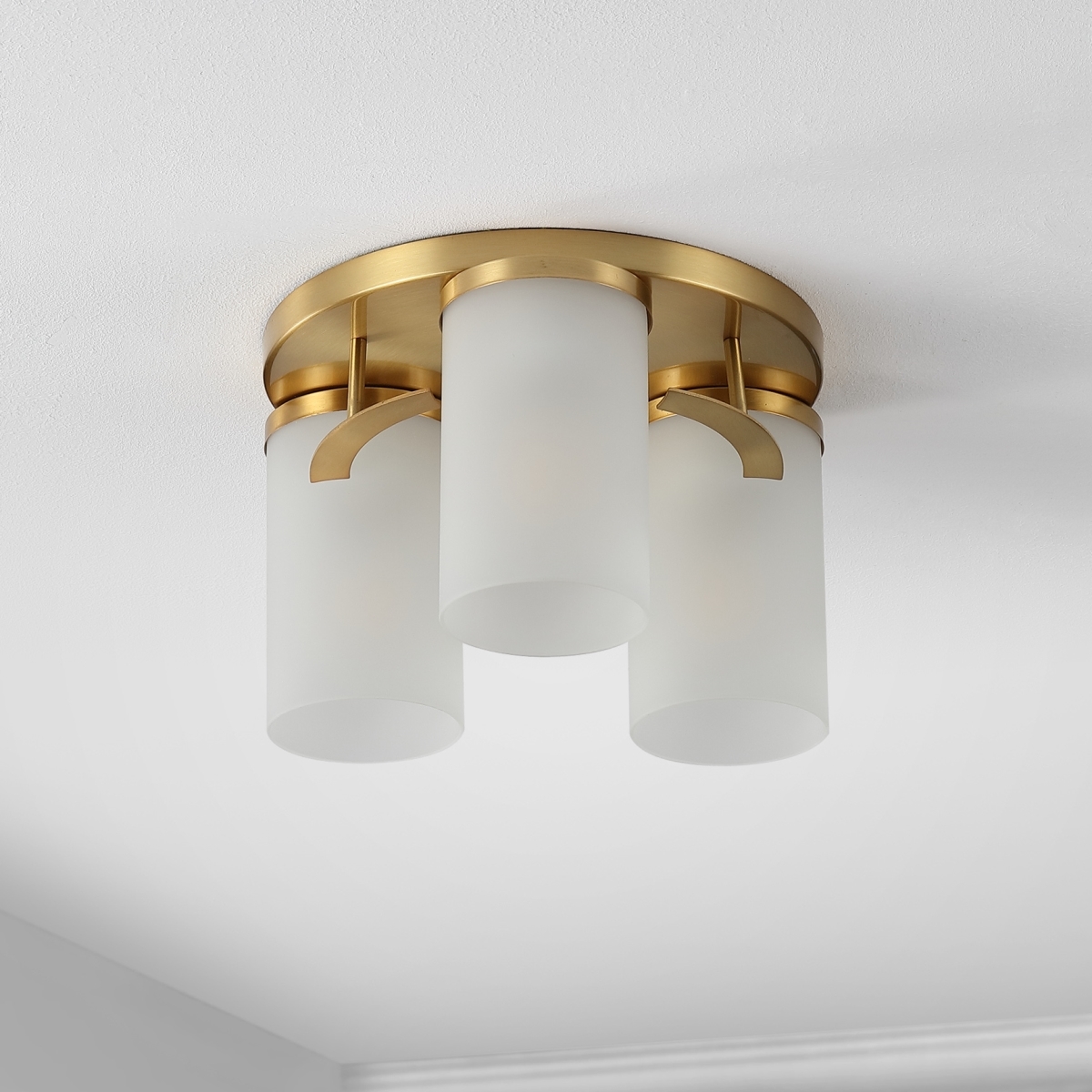 Jeffra 3Lt 12.5" Flush Mount - Brass - Safavieh - Image 3