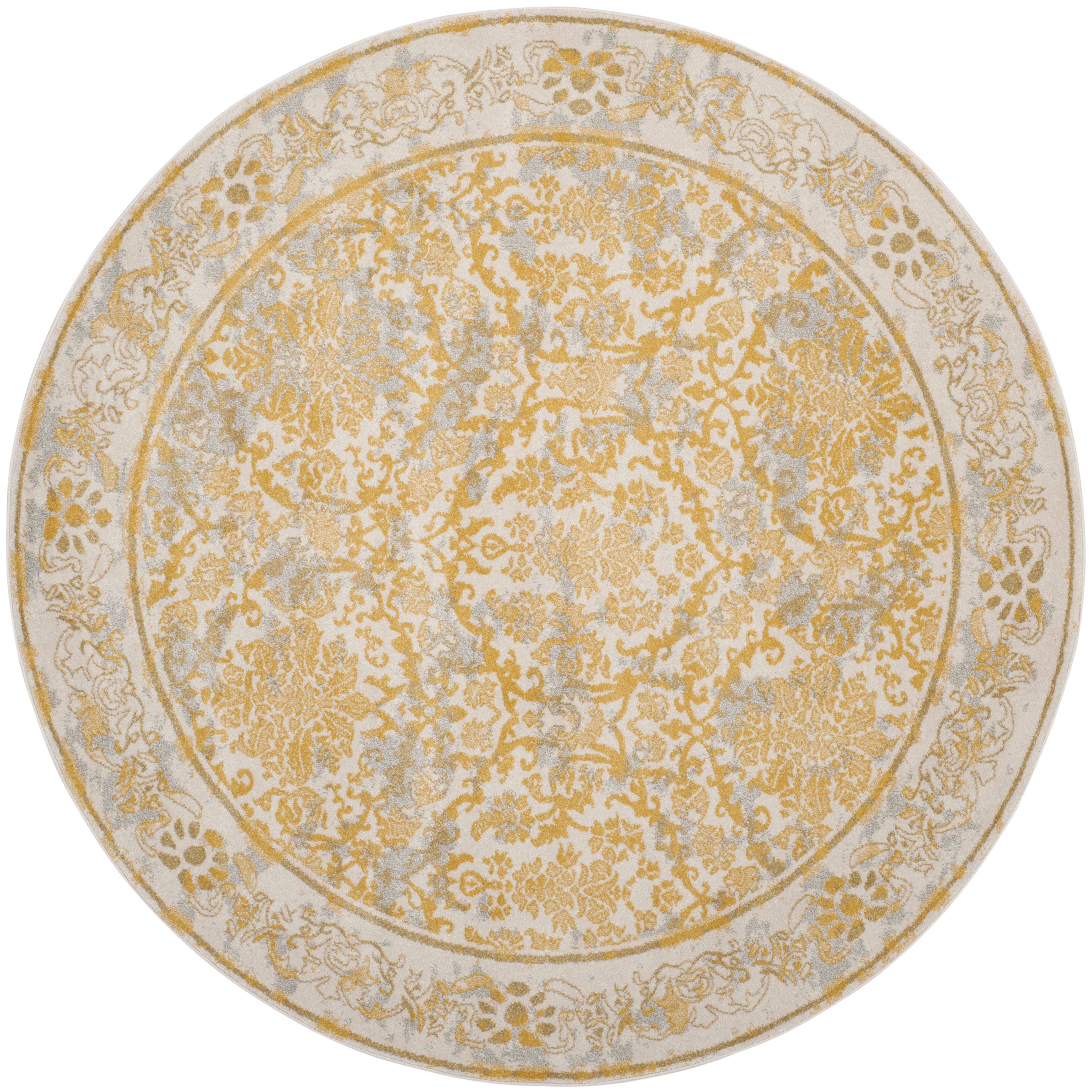 Arlo Home Woven Area Rug, EVK242S, Ivory/Gold,  6' 7" X 6' 7" Round - Image 0