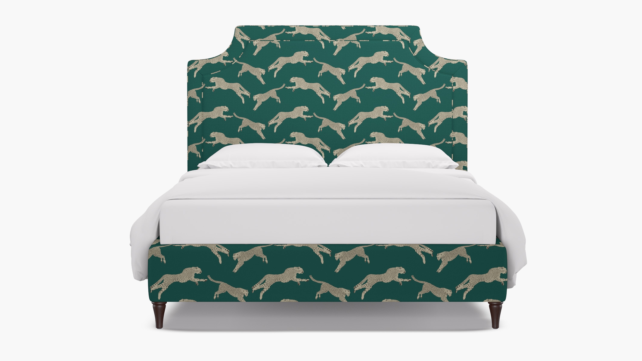 Deco Bed, Polo Green Cheetah, Espresso Decorative Tapered Leg, Twin - Image 0
