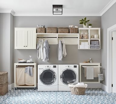 Aubrey Laundry Cart, White, 27"W - Image 3