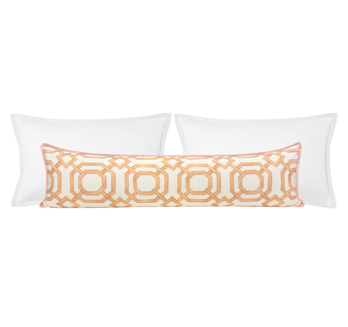 THE XL LUMBAR :: LATTICE PRINT // TANGERINE | LDC - SAMPLE 4" X 4" / BUTTERFLY FLANGE / Blush - Image 0