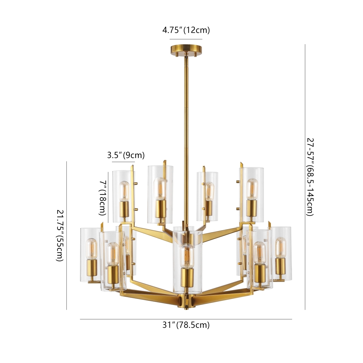 Safavieh Couture Jennica Glass Chandelier - Gold - Image 4