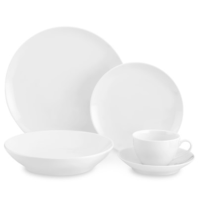 Pillivuyt Coupe Porcelain 16-Piece Dinnerware Set with Pasta Bowl, White - Image 1