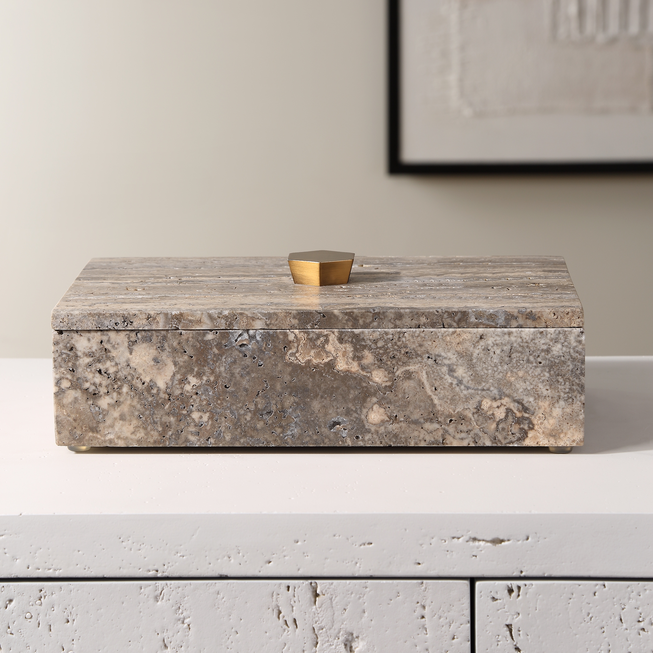 Griseus Travertine Stone Box - Image 1