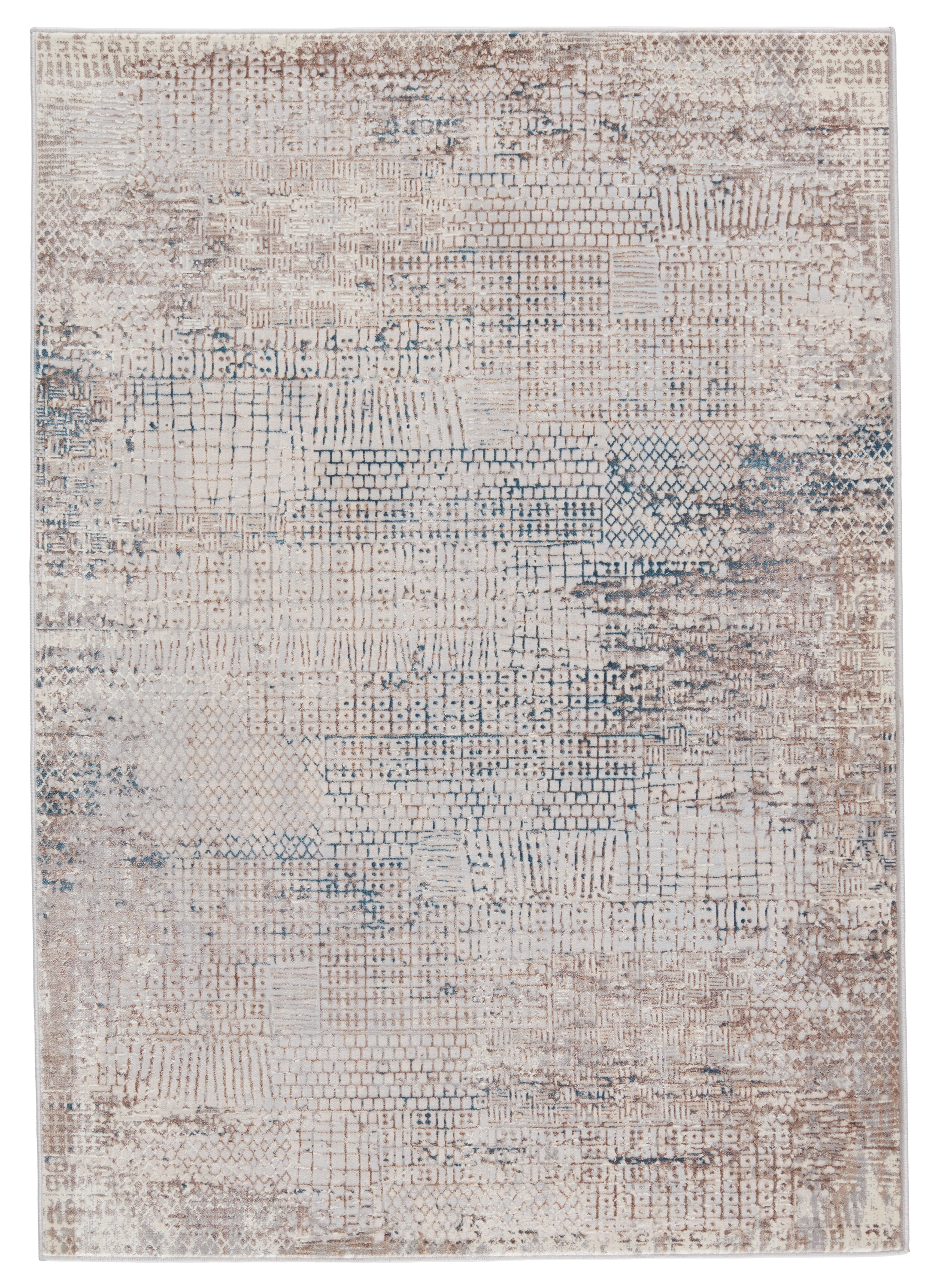 Vibe by Tolsten Abstract Ivory/ Blue Runner Rug (3'X8') - Image 0
