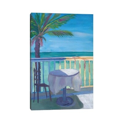 Caribbean Dreams Retro Poster - Seaview Cafe Table by Markus & Martina Bleichner - Gallery-Wrapped Canvas Giclée - Image 0