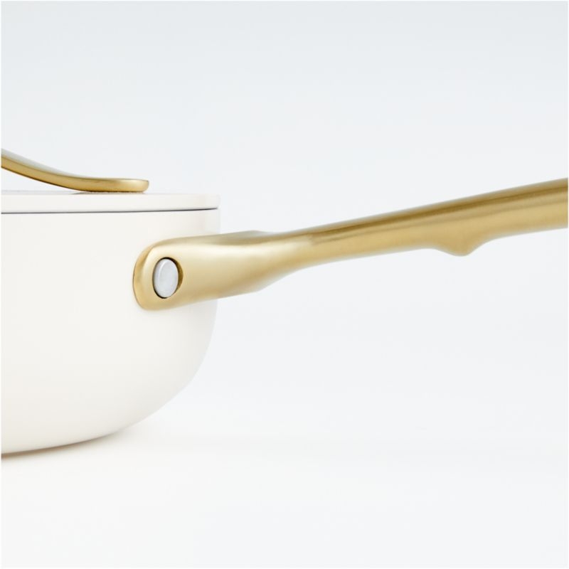 Caraway Home 7-Piece Cream Ceramic Non-Stick Cookware Set with Gold Hardware - Image 4