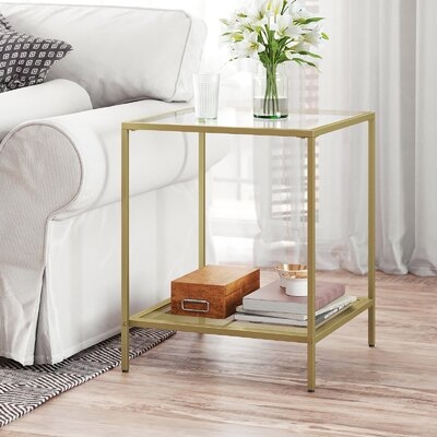 Alishan Glass Top End Table with Storage - Image 0